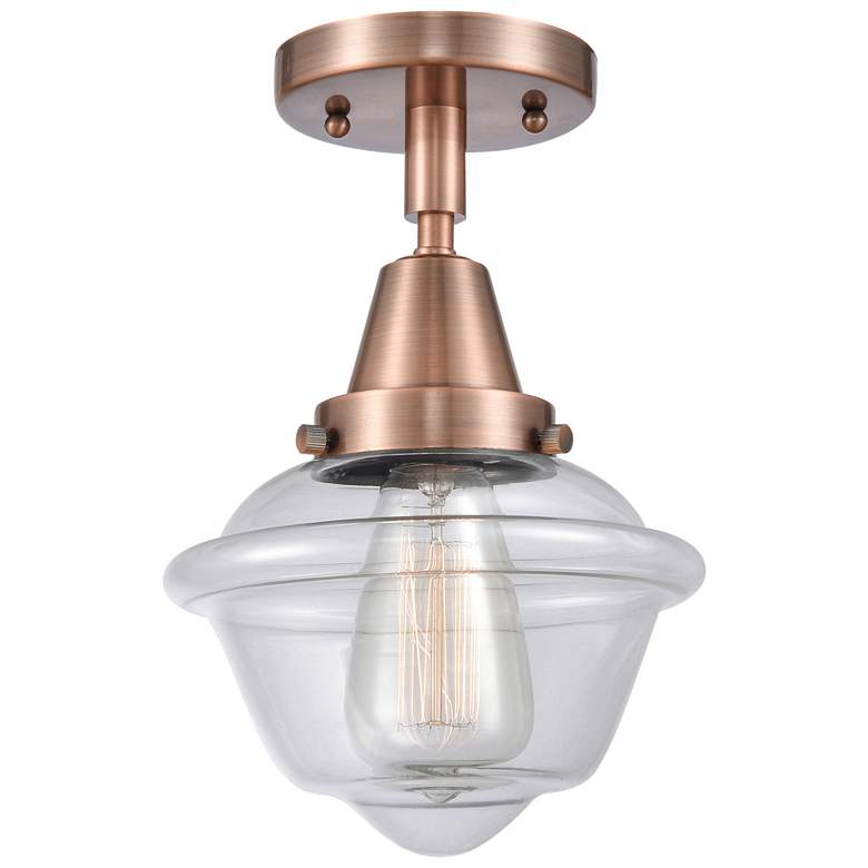 Image 1 Caden Oxford 7.5" Wide Antique Copper Flush Mount With Clear Shade