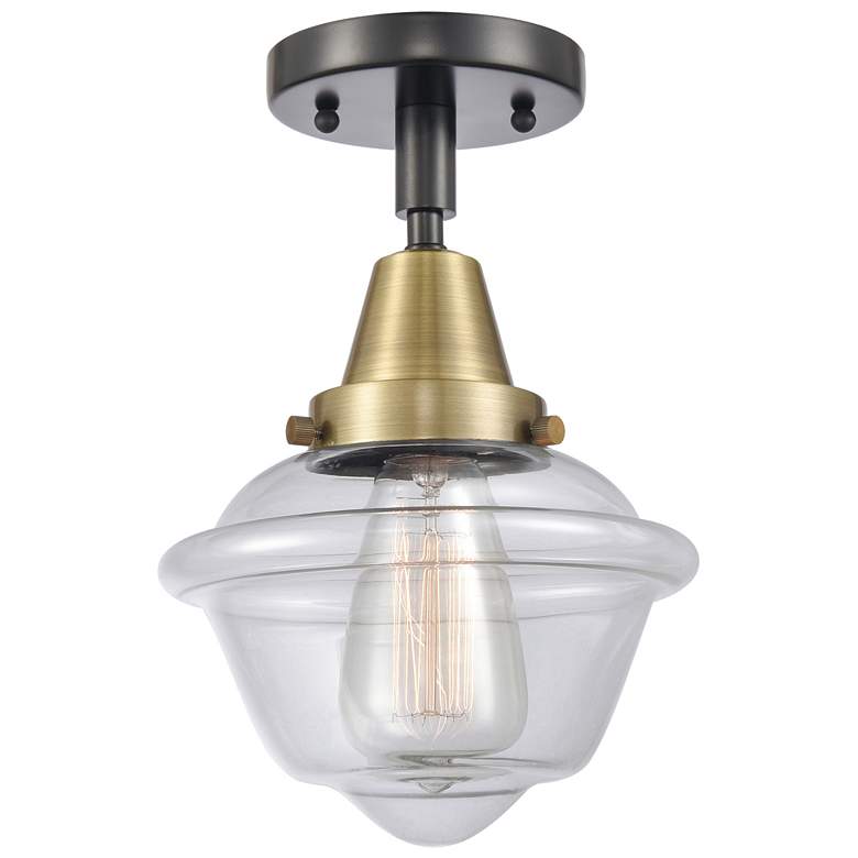 Image 1 Caden Oxford 7.5" Wide Black Antique Brass Flush Mount With Clear Shad