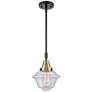 Caden Oxford 7.5" Wide Black Brass Stem Hung Mini Pendant w/ Seedy Sha