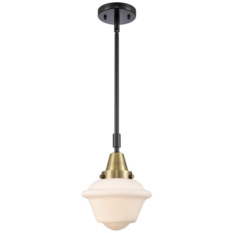 Image 1 Caden Oxford 7.5" Wide Black Brass Stem Hung Mini Pendant w/ White Sha