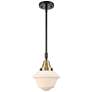 Caden Oxford 7.5" Wide Black Brass Stem Hung Mini Pendant w/ White Sha