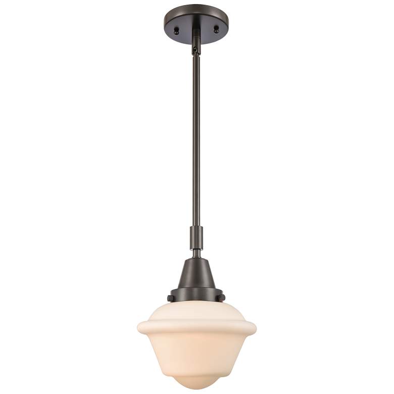 Image 1 Caden Oxford 7.5" Wide Bronze Stem Hung Mini Pendant w/ Matte White Sh