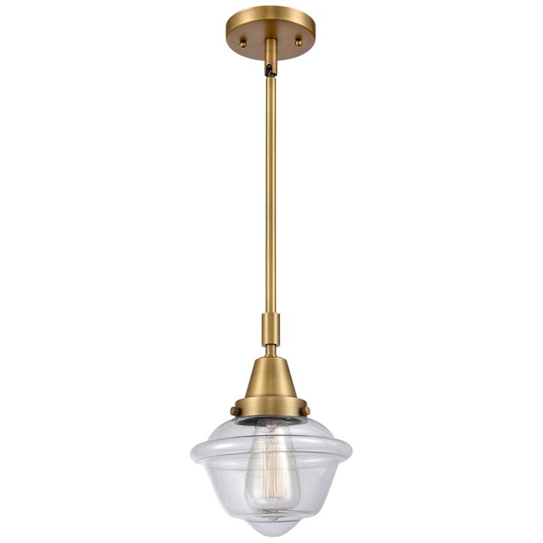 Image 1 Caden Oxford 7.5" Wide Brushed Brass Stem Hung Mini Pendant w/ Clear S