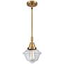 Caden Oxford 7.5" Wide Brushed Brass Stem Hung Mini Pendant w/ Clear S
