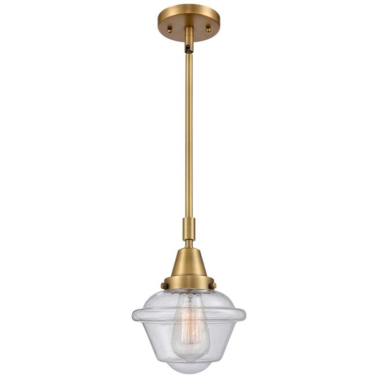 Image 1 Caden Oxford 7.5" Wide Brushed Brass Stem Hung Mini Pendant w/ Seedy S