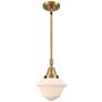 1_Caden Oxford 7.5" Wide Brushed Brass Stem Hung Mini Pendant w/ White S