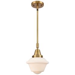 Caden Oxford 7.5" Wide Brushed Brass Stem Hung Mini Pendant w/ White S