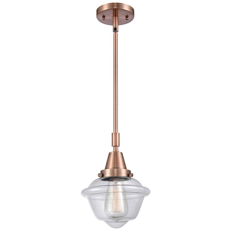 Image 1 Caden Oxford 7.5" Wide Copper Stem Hung Mini Pendant w/ Clear Shade
