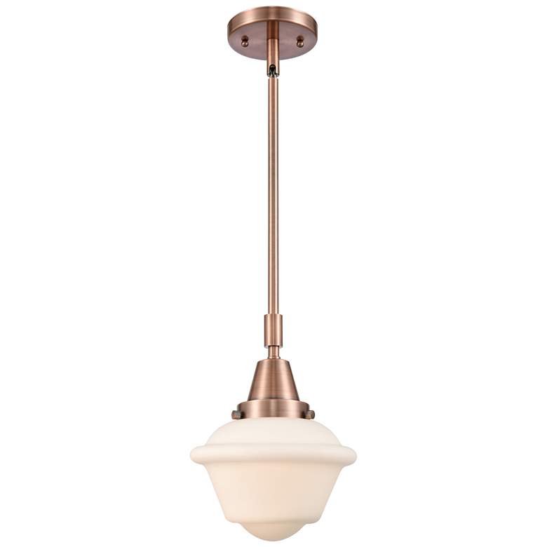 Image 1 Caden Oxford 7.5" Wide Copper Stem Hung Mini Pendant w/ Matte White Sh