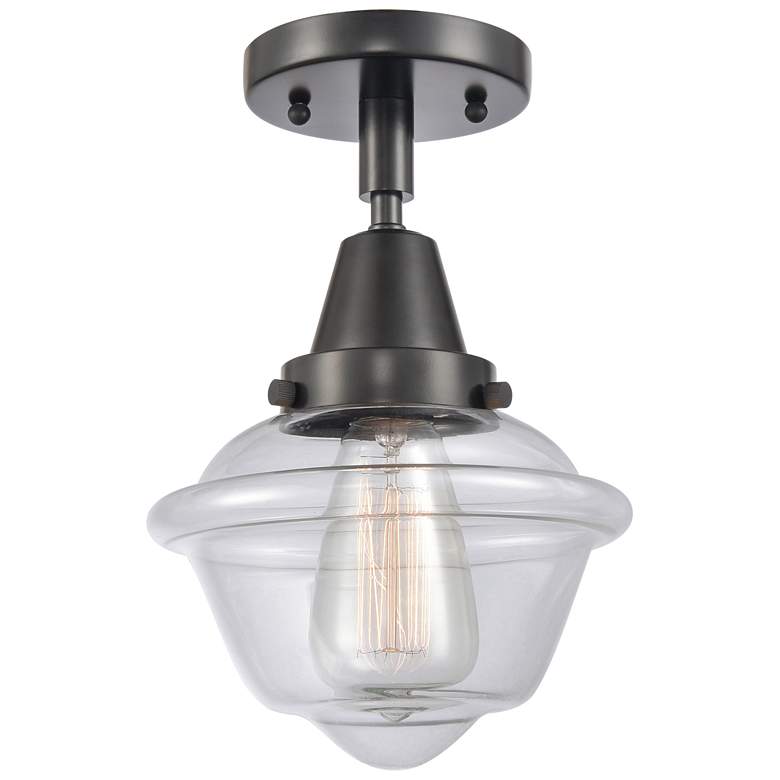 Image 1 Caden Oxford 7.5" Wide Matte Black Flush Mount With Clear Shade