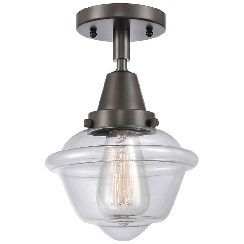 Image 1 Caden Oxford 7.5" Wide Oil Rubbed Bronze Flush Mount With Clear Shade