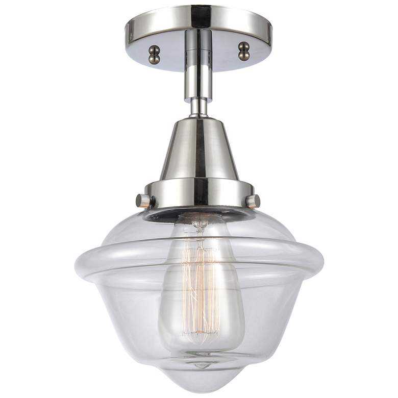 Image 1 Caden Oxford 7.5" Wide Polished Chrome Flush Mount With Clear Shade