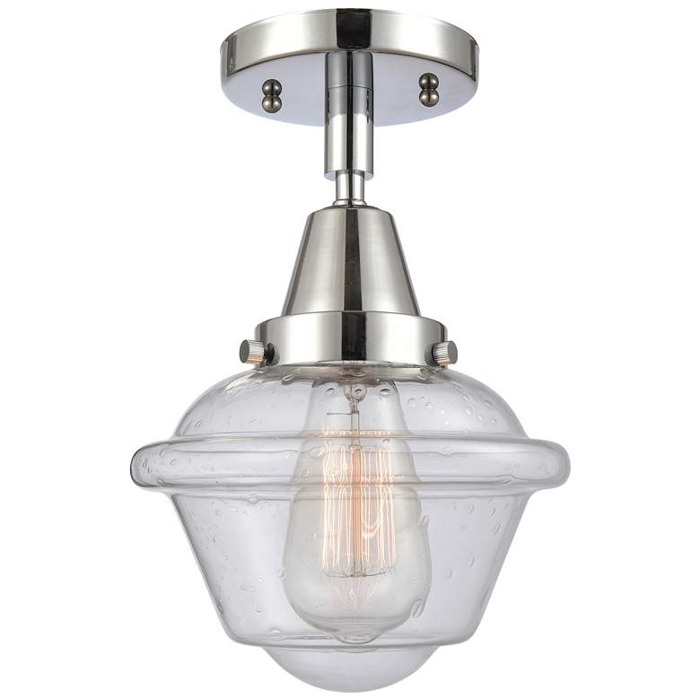 Image 1 Caden Oxford 7.5" Wide Polished Chrome Flush Mount With Seedy Shade