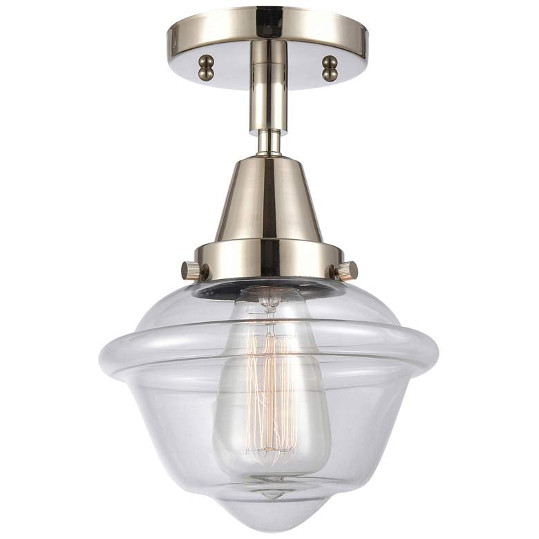 Image 1 Caden Oxford 7.5" Wide Polished Nickel Flush Mount With Clear Shade