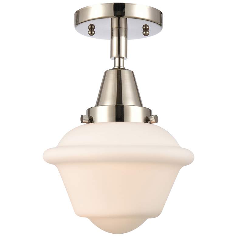 Image 1 Caden Oxford 7.5" Wide Polished Nickel Flush Mount With Matte White Sh