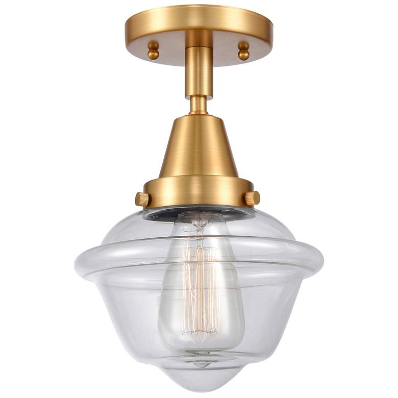 Image 1 Caden Oxford 7.5" Wide Satin Gold Flush Mount With Clear Shade
