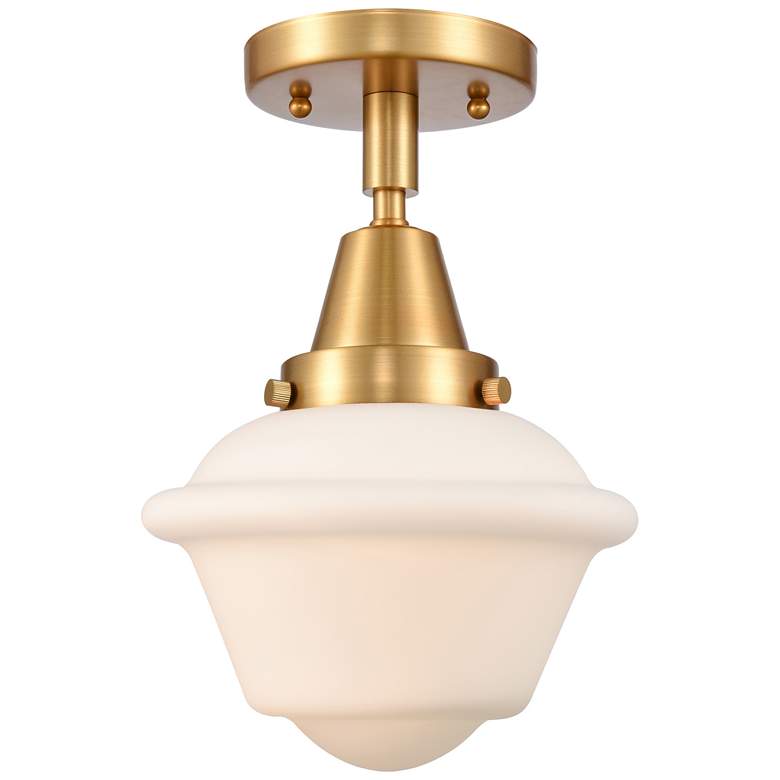 Image 1 Caden Oxford 7.5" Wide Satin Gold Flush Mount With Matte White Shade