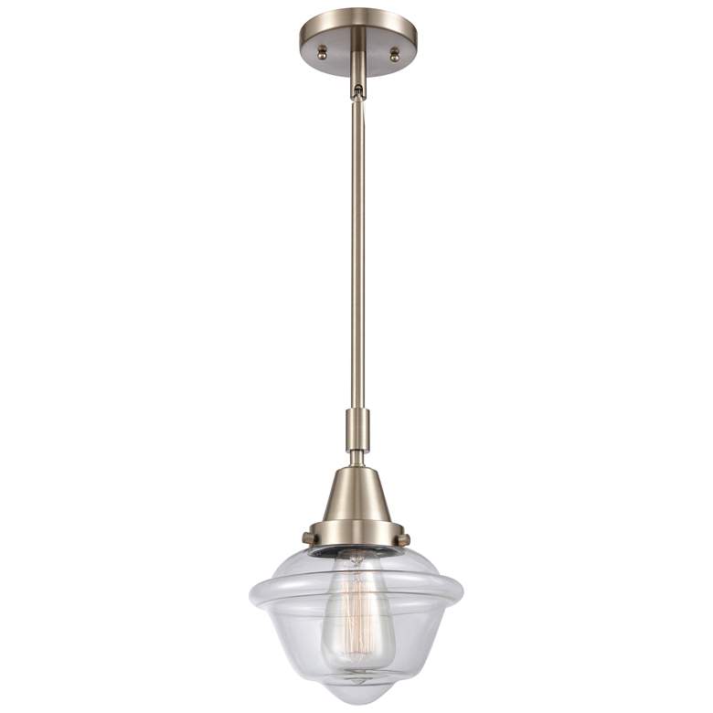 Image 1 Caden Oxford 7.5"W Brushed Nickel Stem Hung Mini Pendant w/ Clear Shad