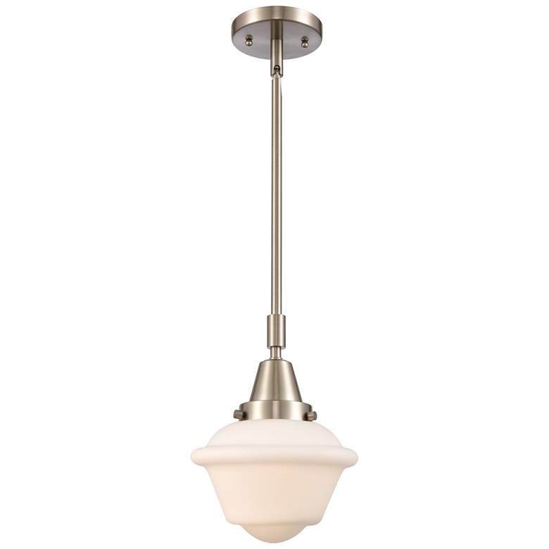 Image 1 Caden Oxford 7.5"W Brushed Nickel Stem Hung Mini Pendant w/ White Shad