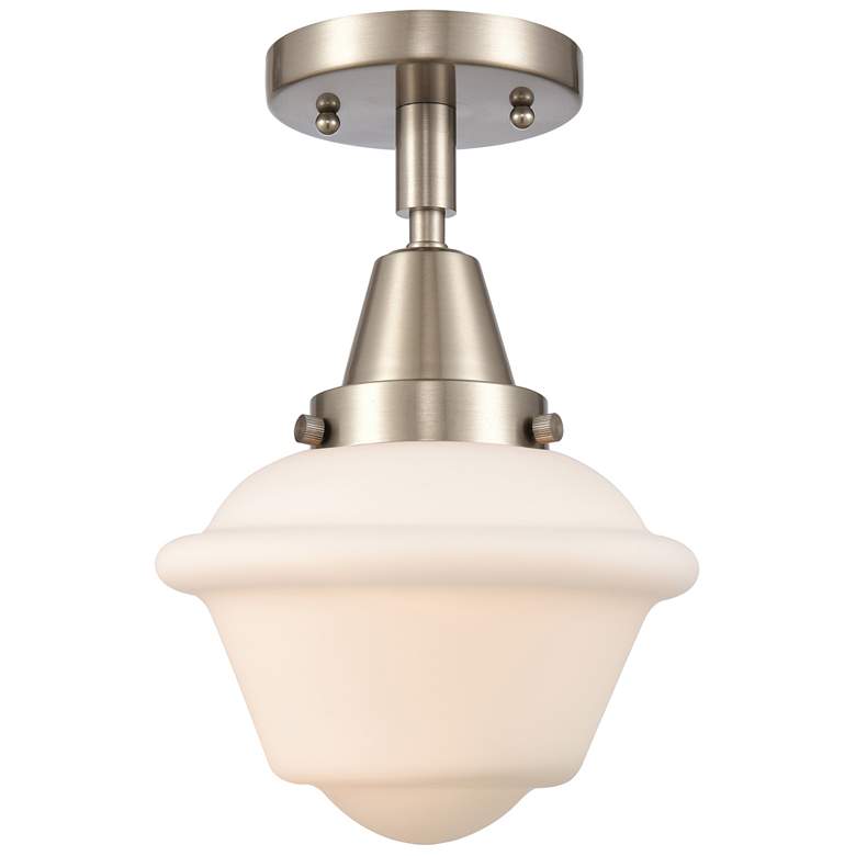 Image 1 Caden Oxford 7.5"W Brushed Satin Nickel Flush Mount w/ Matte White Sha