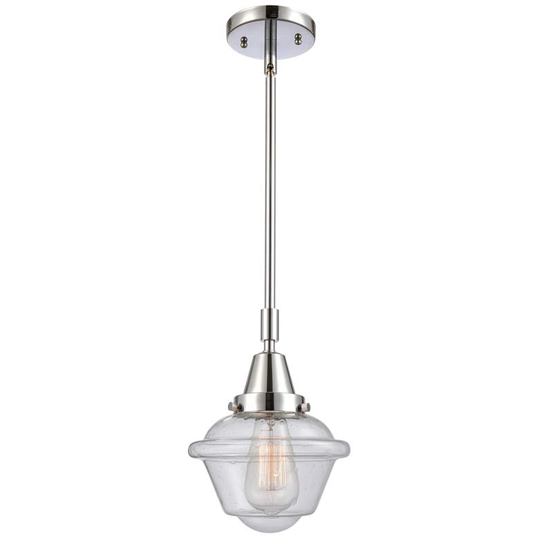 Image 1 Caden Oxford 7.5"W Polished Chrome Stem Hung Mini Pendant w/ Seedy Sha