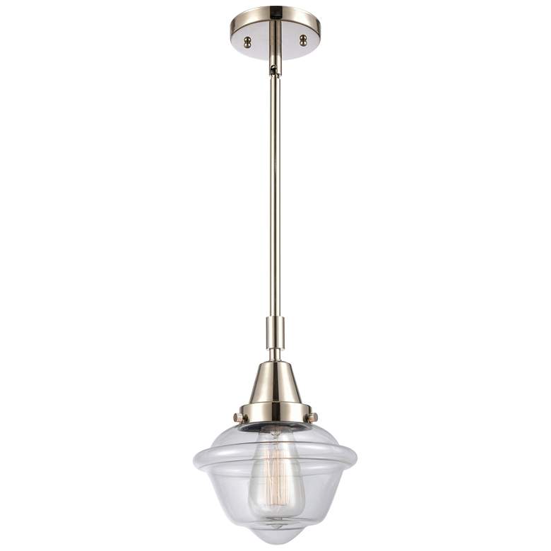 Image 1 Caden Oxford 7.5"W Polished Nickel Stem Hung Mini Pendant w/ Clear Sha