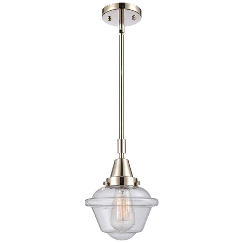 Image 1 Caden Oxford 7.5"W Polished Nickel Stem Hung Mini Pendant w/ Seedy Sha