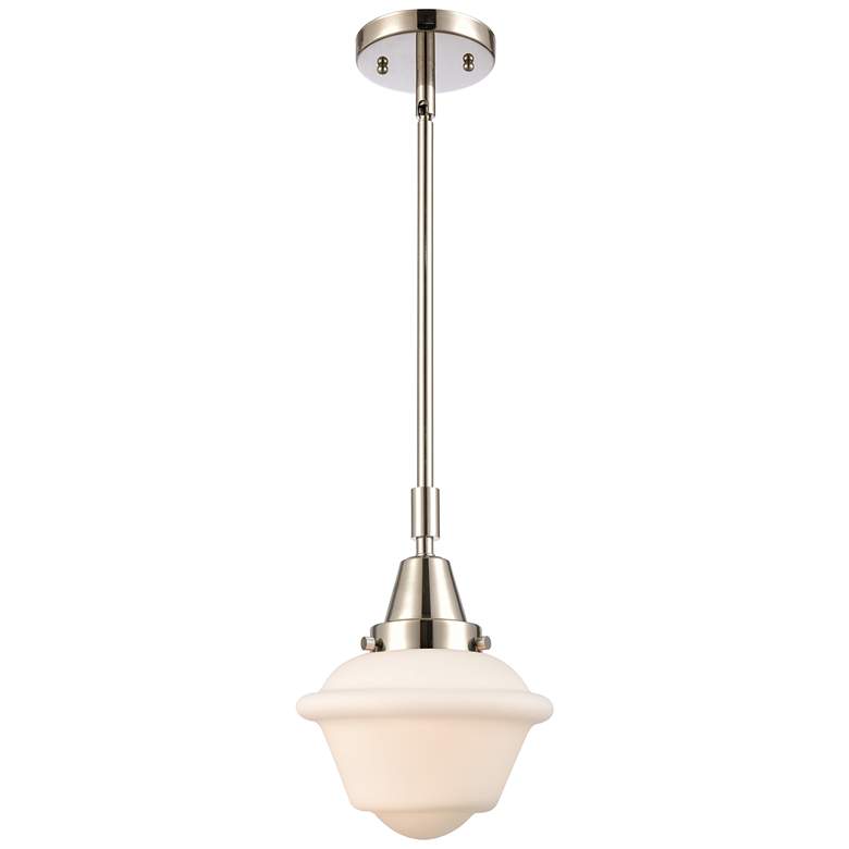 Image 1 Caden Oxford 7.5 inchW Polished Nickel Stem Hung Mini Pendant w/ White Sha