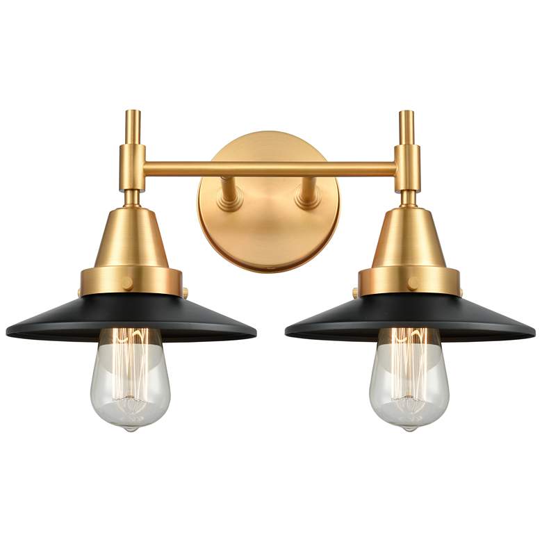 Image 1 Caden Railroad 17" Wide 2 Light Gold Bath Vanity Light w/ Matte Black