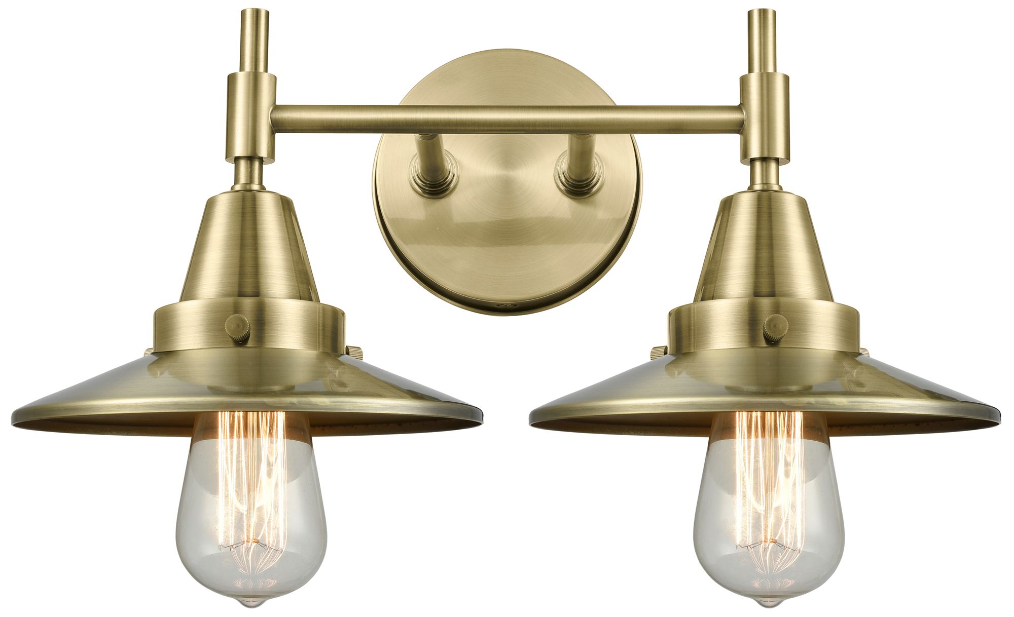 Caden Railroad 17"W 2 Light Antique Brass Bath Vanity Light