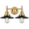 Caden Railroad 17"W 2 Light Brushed Brass Bath Light w/ Matte Black Sh