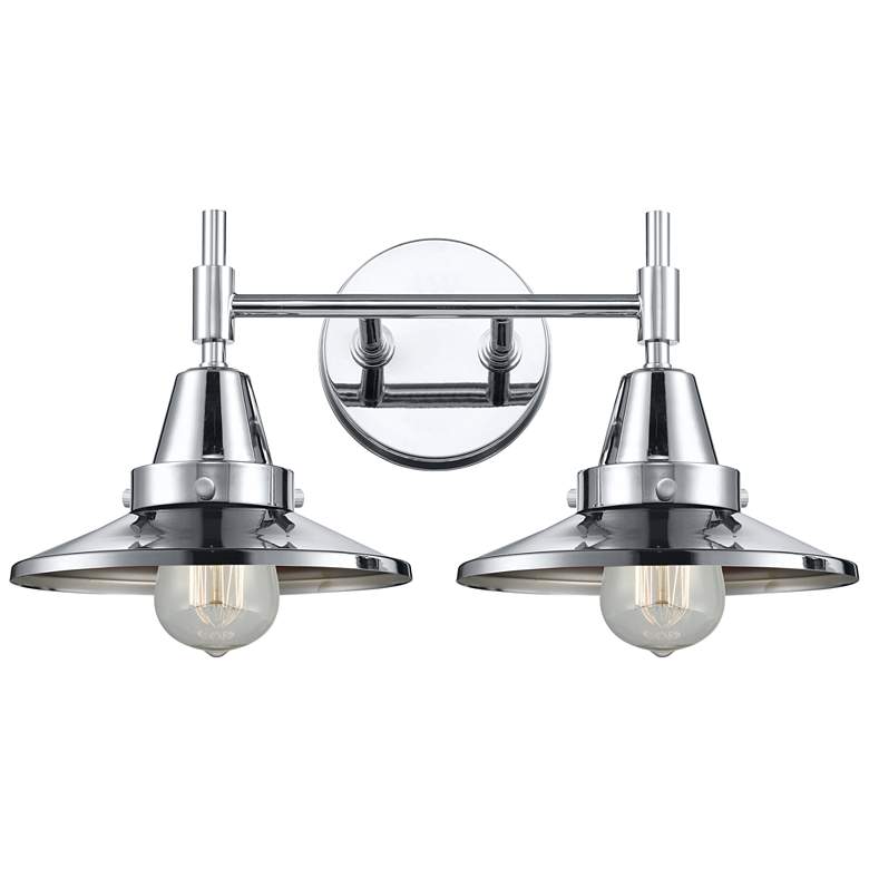 Image 1 Caden Railroad 17"W 2 Light Chrome Bath Light w/ Chrome Shade