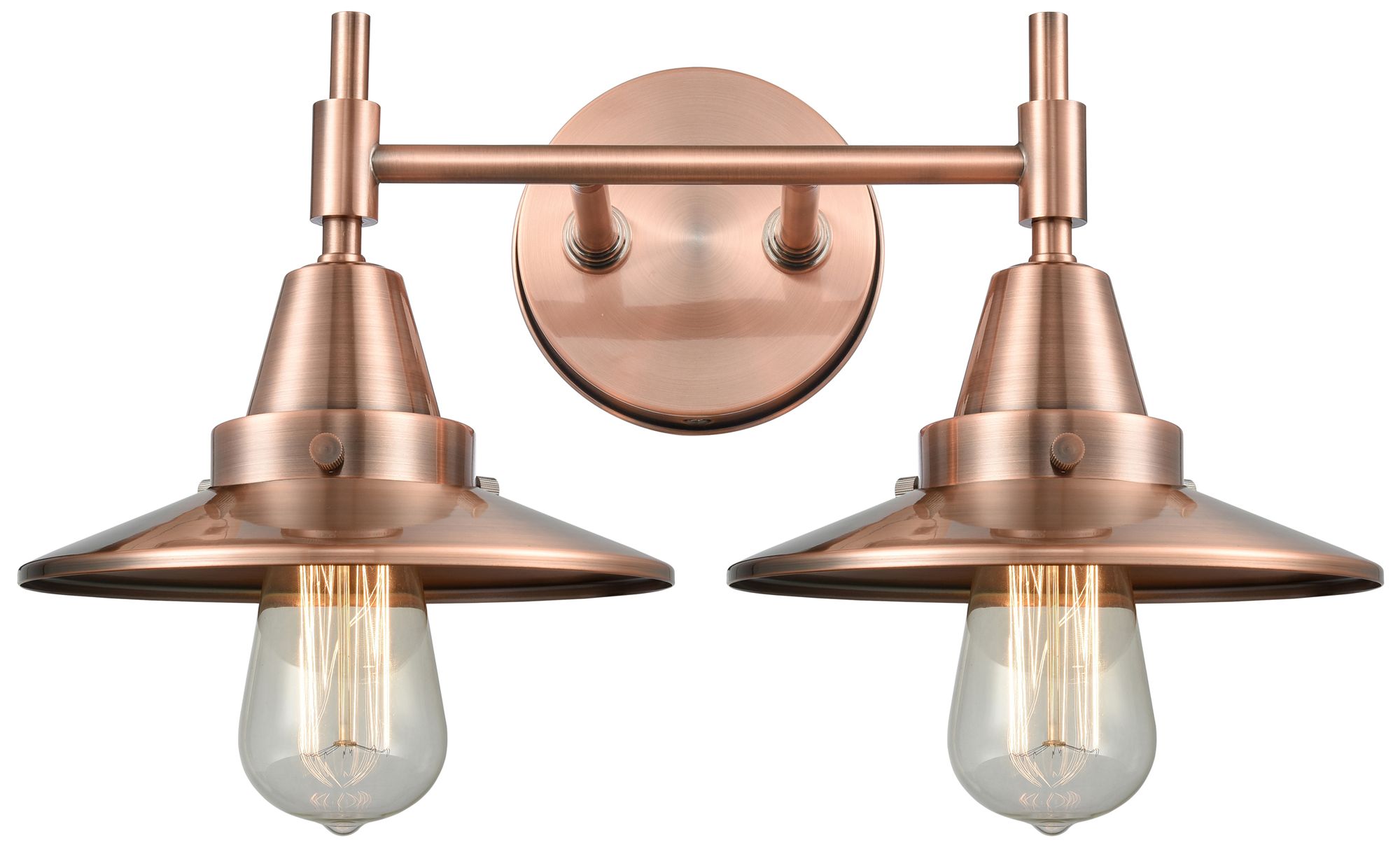 Caden Railroad 17"W 2 Light Copper Bath Vanity Light w/ Copper Shade