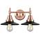 Caden Railroad 17"W 2 Light Copper Bath Vanity Light w/ Matte Black Sh