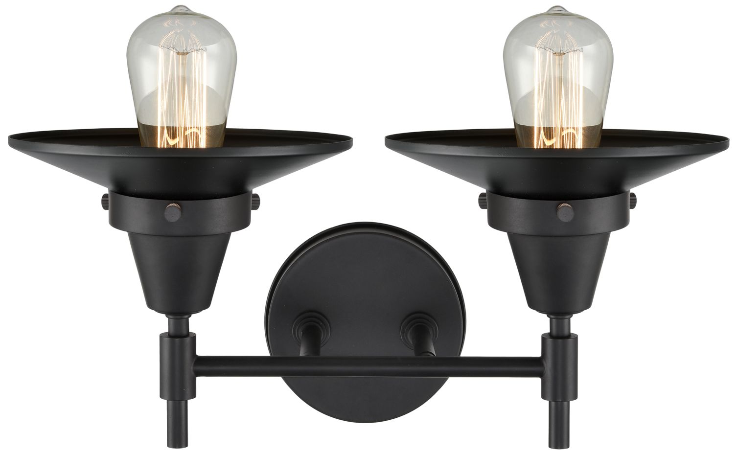 Image 2 Caden Railroad 17"W 2 Light Matte Black Bath Light w/ Matte Black Shad more views