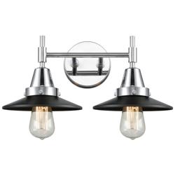 Caden Railroad 17"W 2 Light Polished Chrome Bath Light w/ Matte Black