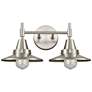 Caden Railroad 17"W 2 Light Satin Nickel Bath Light w/ Satin Nickel Sh