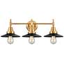 Caden Railroad 26" Wide 3 Light Gold Bath Vanity Light w/ Matte Black