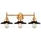 Caden Railroad 26" Wide 3 Light Gold Bath Vanity Light w/ Matte Black