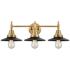 Caden Railroad 26" Wide Brushed Brass 3-Light Bath Light