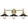 Caden Railroad 26"W 3 Light Antique Brass Bath Light w/ Matte Black Sh