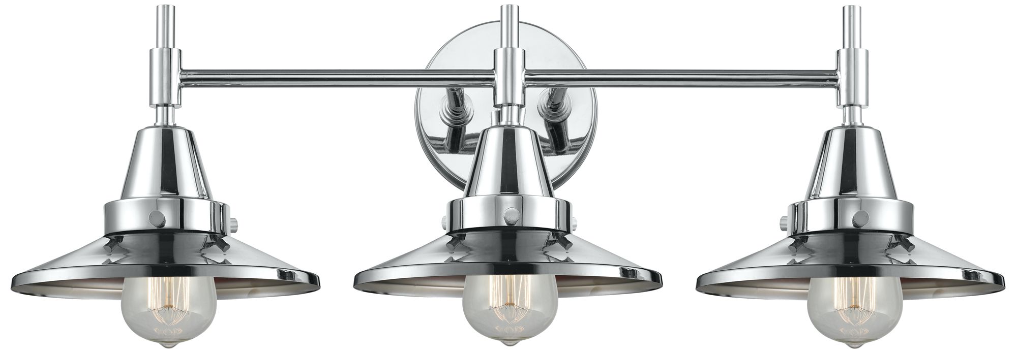 Caden Railroad 26"W 3 Light Chrome Bath Light w/ Chrome Shade