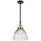 Caden Seneca Falls 9.5"W Black Brass Stem Mini Pendant w/ Halophane Sh