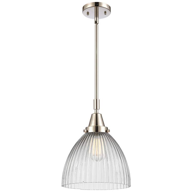 Image 1 Caden Seneca Falls 9.5"W Polished Nickel Stem Mini Pendant Halophane S