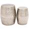 Caden Silver Punched Metal Accent Stools Set of 2