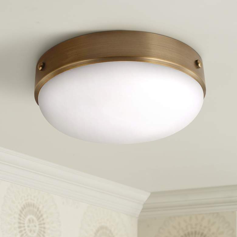 Image 1 Cadence 13" Wide Dark Antique Brass Ceiling Light