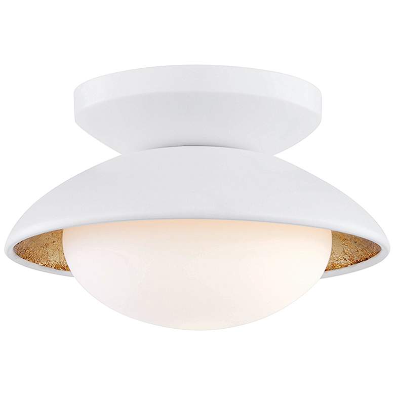 Image 2 Cadence 6 3/4" Wide White Lustro and Gold Leaf Ceiling Light