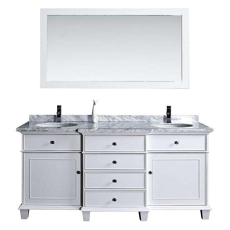 Image 1 Cadence 60 inch White Double Sink Bathroom Vanity with Mirror
