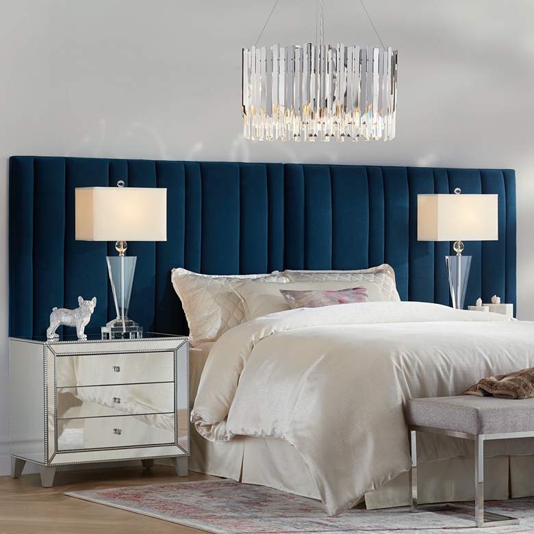 Image 1 Cadence Channel Tufted Blue Velvet King Hanging Headboard