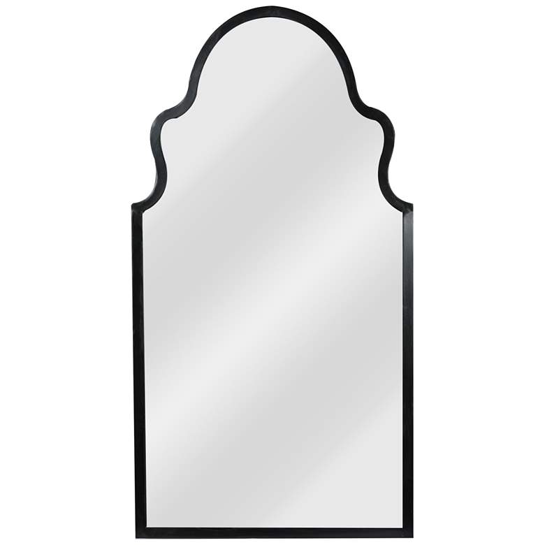 Image 2 Cadence Shiny Black 19 1/2" x 37 1/4" Arch Top Wall Mirror